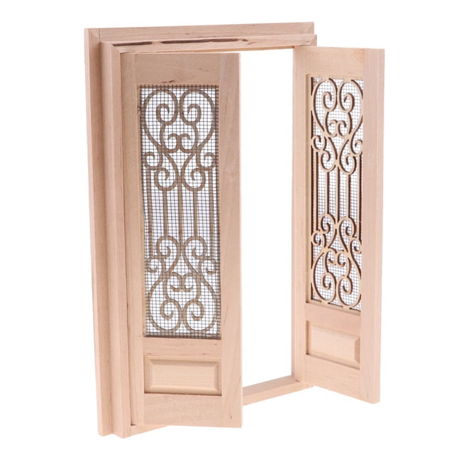 Mini puerta de pantalla doble DIY, regalos exquisitos realistas, ambiente de vida que no se desvanece, accesorio de moda atractivo único 1/12 Inevent FN001813-00