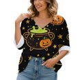 thumbnail image 3 of IMENGL Long Sleeve Tops for Womens Basic Halloween Print Lightweight Blouses Art Print V Neck Loose Casual Women Long Sleeve Shirt,M-XXL, 3 of 6
