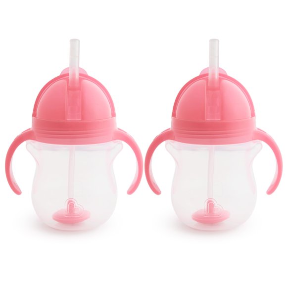 Pajita Sippy Cup Munchkin Any Angle, 200 ml, 2 unidades, color rosa
