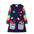 thumbnail image 2 of Esaierr Kids Baby Spring Fall for Girls, Little Girls'Dress Spring Autumn Long Sleeve Casual Cartoon Printing Toddler A-Line Party Birthday Dress for 2-8years, 2 of 7