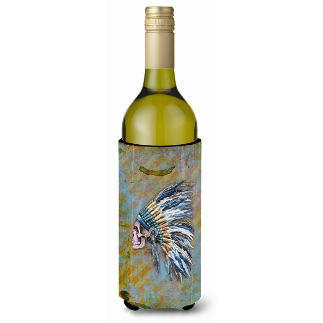 ""Caroline'S Treasures Día De Los Muertos Jefe Indio Calavera Botella De Vino Aislante Para Bebidas Abrazadera 750 Ml Multicolor""