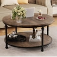 thumbnail image 1 of GloryStar Wood Round Coffee Table, 2-Level Storage Center Table for Living Room or Apartment, 30.5 x 18 Inches, 1 of 8