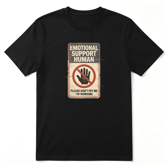 Emotional Support Human Working Slogan Retro Graphic Tee for Men and Women, Silly Party Cotton Short Sleeves T-Shirt