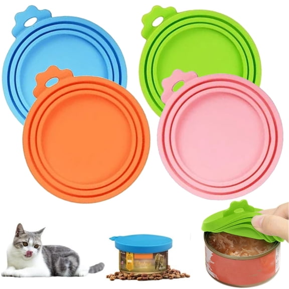 4Pcs Pet Food Can Cover,Pet Food Can Lids 1 Fit 3 Standard Size Food Cans,Universal BPA Free Dishwasher Safe Can Tops for Dog(Inner Diameter:2.5in/2.9in/3.3in)