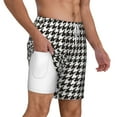 thumbnail image 3 of Goofa Houndstooth Black And White Printed Men's Swim Trunks Board Shorts Quick Dry Mens Swimming Trunks with Compression Liner,Breathable Fit Hawaii Beach Shorts-Medium, 3 of 9