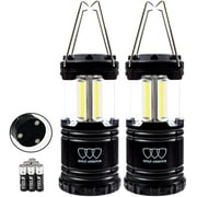 Gold Armour LED Camping Lantern with Magnetic Base, Survival Kit for Emergency, Hurricane, Power Outage 12 aa Batteries Included, 2Pack (Black)