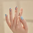 thumbnail image 2 of KISS imPRESS No Glue Needed Press On Nails, Design, Whistle, Blue, Short Squoval, 30 Count, 2 of 5