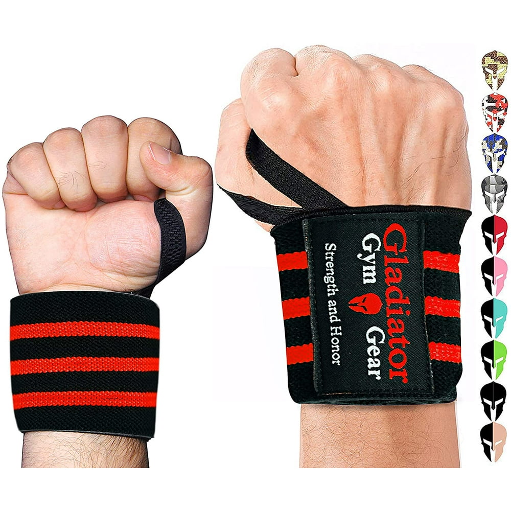 GLADIATOR GYM GEAR Weight Lifting Wrist Wraps with Thumb Loops