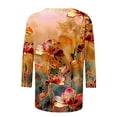 thumbnail image 3 of Women's Floal Printing Spring Elegant Shirts Round Neck Blouse Fashion 2024 Dressy Casual Tops for Lady Vintage 3/4 Sleeve Loose Fit Flowy Tunic Tops Summer Clothes for Teen Girls Red T Shirts XXXXL, 3 of 5