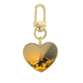 thumbnail image 1 of Sky Sunshine Dark Orange Clouds Gold Heart Keychain Metal Keyring Holder, 1 of 3