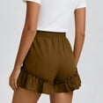 thumbnail image 5 of XPMWRP Women Casual Ruffle Hem Shorts Elastic Waist Drawstring Summer Shorts with Side Pockets for Beach and Casual Wear Brown L, 5 of 7