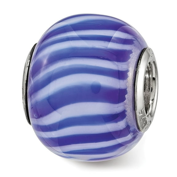 Fancy Bead White Sterling Silver Glass Multi-Color 14.4 mm 11.4