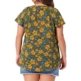 thumbnail image 3 of Blusas de manga corta en capas con cuello en V retro de Agnes Orinda para mujeres de tallas grandes, ideales para el Día de la Madre, color verde ejército 4X, 3 of 6
