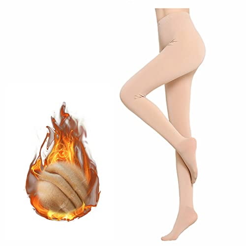 Women Warm Fleece Translucent Pantyhose Tights, Fake Translucent