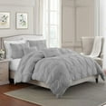 thumbnail image 2 of Swift Home Home Essential Stylish Extra Plush Ultra Soft 3D Hand Embroidered Floral Pintuck Bedding Comforter Set Grey Full - Queen 3 Piece, 2 of 5