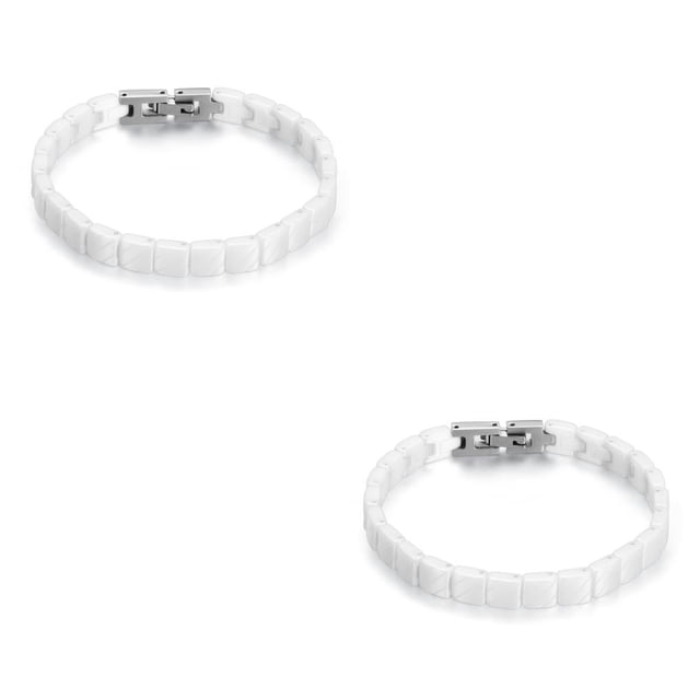 Qarigey de cerámica para mujer, brazalete de cadenas, decoración de moda, adornos, joyería, regalo de citas, suministros de decoración Blanco 2Conjunto