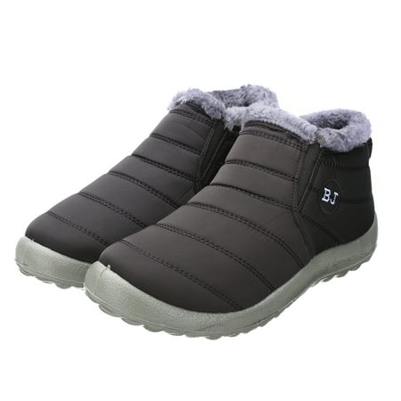 Meigar 2019 Women's Casual Fashion Winter Shoes Warm Fabric Fur-lined Slip On Ankle Outdoor Snow Boots Sneakers