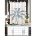 thumbnail image 6 of No Hook Shower Curtains with Detachable Snap-in Liner Set, Blue Palm Tree Waterproof Hotel Style Bathroom Shower Curtain, Coastal Summer Wooden Breathable Mesh Top Window Bath Curtains 60''x72'', 6 of 6