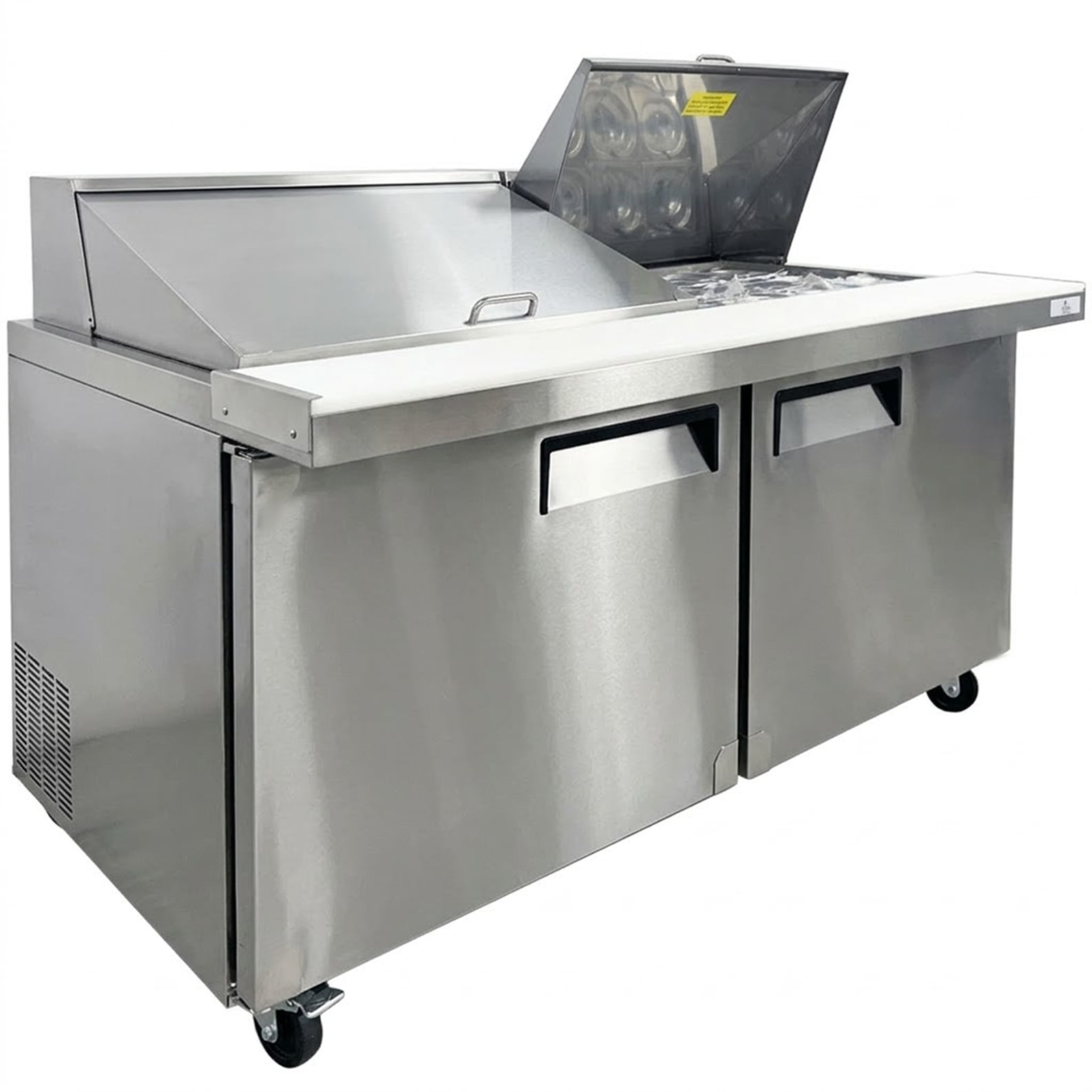 60" Mega Sandwich Prep Table Refrigerator, 18 Cu.Ft., 2-Door Commercial NSF Stainless Steel Food Prep Cooler