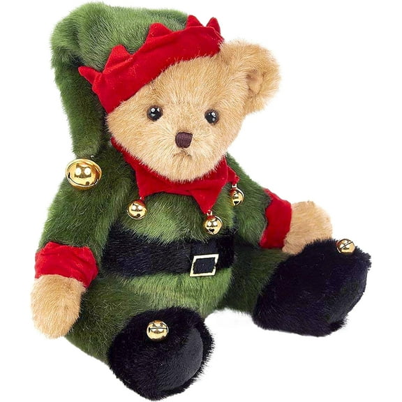 Bearington Jingle Toes Christmas Plush, 14 Inch Teddy Bear, Elf Stuffed Animal