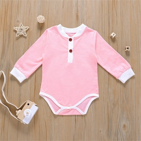 

Hunpta Babys Newborn Infant Girls Boys Patchwork Spring Winter Long Sleeve Collar Romper Bodysuit Clothes