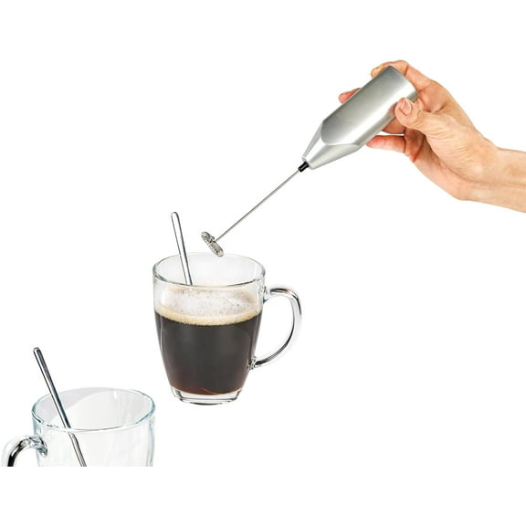 Handheld Electric Milk Frother Electric Stainless Steel Whisk Egg Beater Coffee Milk Drink Mixer Mini Stirrer Electric Foam Maker with Removable Battery Kitchen Supplies (Sliver whisk)