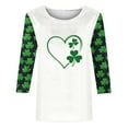 thumbnail image 3 of Cavosen St.Patrick's Day 3/4 Length Sleeve T Shirts for Women Green Shamrock Heart Print Irish Blouse Round Neck Holiday Shirts Casual Festival Tops Fashion Summer Tees L, 3 of 3