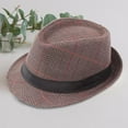 thumbnail image 4 of Unisex Classic Vintage Retro Fedora Hat with Black Band Fashion Casual Jazz Plaid Cap, 4 of 8