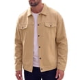 thumbnail image 4 of Men's Casual Lapel Button Long Sleeves Trucker Jacket for Everyday Wear XL Khaki, 4 of 6