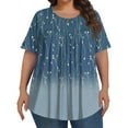 thumbnail image 2 of TQWQT Plus Size T Shirts for Women Dressy Casual Cute Tees Short Sleeve Crewneck Floral Print Blouses 4x-5x Tunic Tops Royal Blue L, 2 of 5