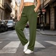thumbnail image 2 of ZHYou No Boundarie Plus Size Pants for Women Basic Casual Solid Color Elastic Waisted Pull On Lounge Pants,Green,Size L, 2 of 9