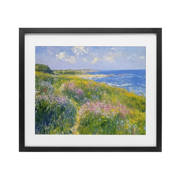 Stupell Industries Cottage Impressionist Smudged Coast Black Framed Print Under Glass, 16 x 13, by Petals Prints Design