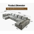 thumbnail image 2 of 168.5" Cloud Sectional Sofa for Living Room Plush Corduroy Cover Fluffy Memory Foam Cushions, No Assembly Required, U Shaped Modular Chaise Lounge, Oversized Comfortable Couches Set, Grey, 2 of 9