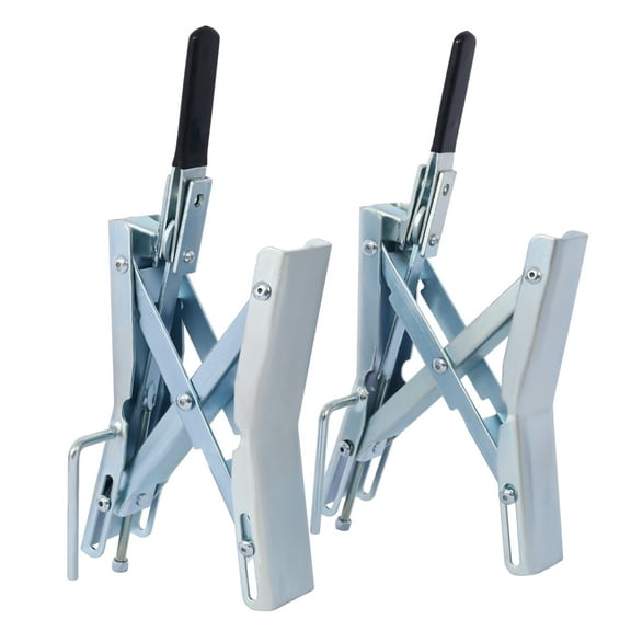 Wheel Chocks for RV & Trailer - Quick Locking Axel Chock Stabilizer - Universal Tire Stop for Dual Axle Vehicles - Fits Up to 6 Inches - Pair Silver   Steel
