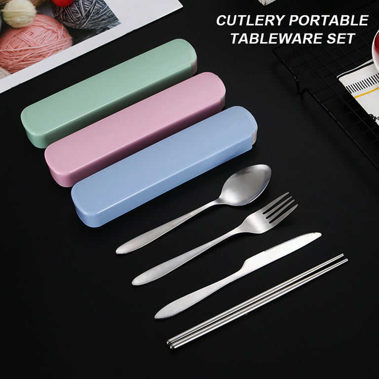 Travel Cutlery Set with Case Portable Silverware Utensils Set,4-pieces  Stainless Steel Reusable Flatware Set for Camping Picnic Hiking Office