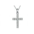thumbnail image 2 of 18K White Gold Cross White Sapphire Round Necklace 1 CT, 18 inch plated Paris Jewelry, 2 of 4