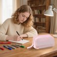 thumbnail image 3 of Double Layer Extra Large Pencil Pouch Two Way Zipper Portable Pen Organizer Multifunctional Stationery Storage Pink, 3 of 3