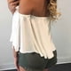 thumbnail image 4 of Blusa informal con hombros descubiertos para mujer, blusas sin tirantes, blusas con mangas de campana de color puro y sin tirantes Inevent FS7048-16, 4 of 6