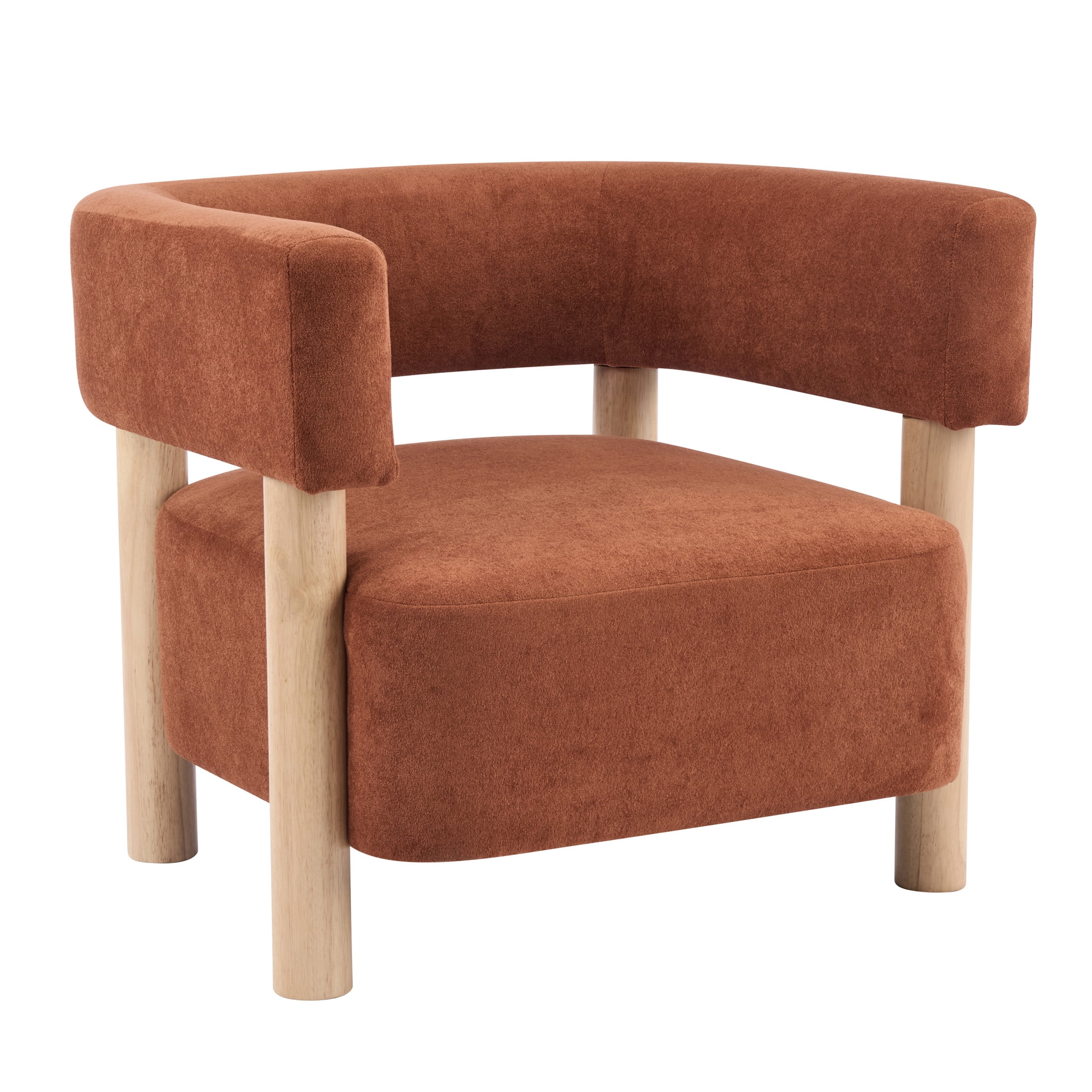 Christopher Knight Home Modern Boucle Upholstered Accent Chair, Lounge Chair with Solid Wood Legs, Burnt Orange