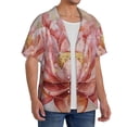 thumbnail image 2 of Yiaed Pink Lotus Print Mens Casual Wrinkle Free Shirts Short Sleeve Button Down Summer Stretch Dress Shirt-Small, 2 of 5