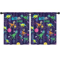 Blackout Kids Curtains,Space Dinosaurs Astr Dino Pattern Childrens Insulated Curtains Set Of 2,Bedroom Essentials,Toddler Room Decor 52"x63"