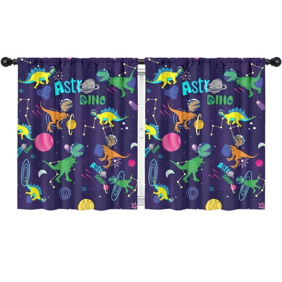 Blackout Kids Curtains,Space Dinosaurs Astr Dino Pattern Childrens Insulated Curtains Set Of 2,Bedroom Essentials,Toddler Room Decor 52"x63"