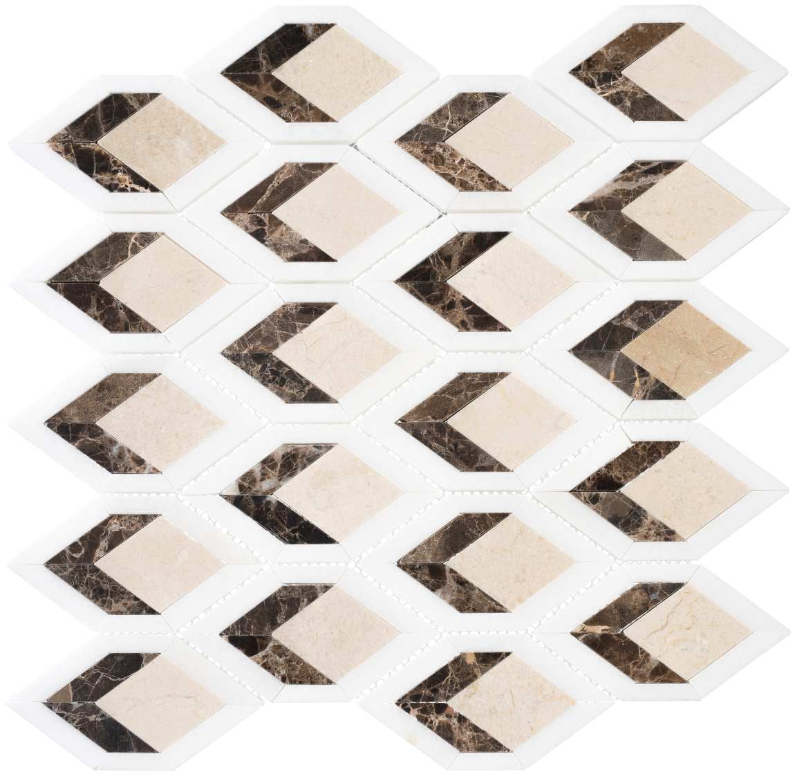 Easton Brown Diamond Patterned Marble Mosaic Tile