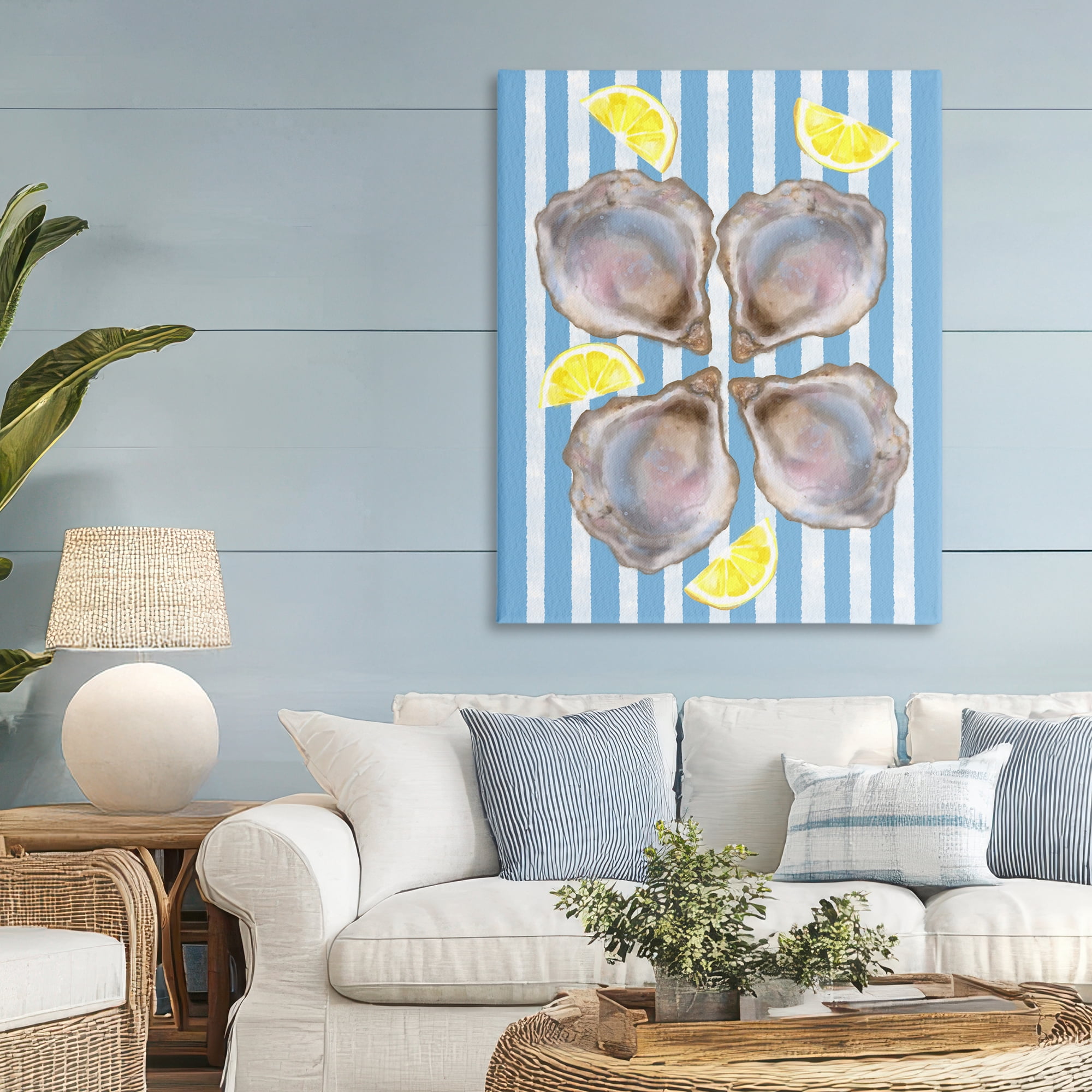 Stupell Industries Blue Stripe Oysters Canvas Wall Art, design by Matthew Piotrowicz