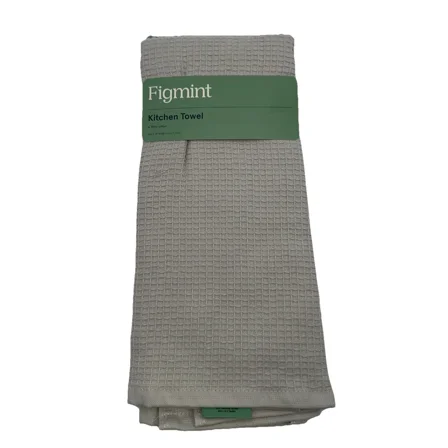 New Figmint Large Kitchen Towel Beige 100% Cotton Absorbent Waffle Knit 18”X28”