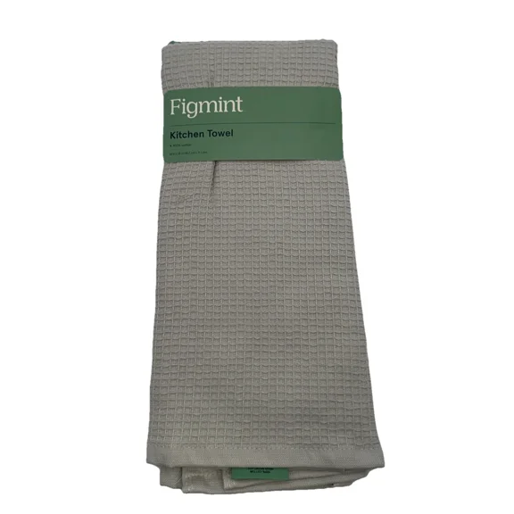 New Figmint Large Kitchen Towel Beige 100% Cotton Absorbent Waffle Knit 18”X28”