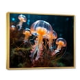thumbnail image 2 of Designart "The Ocean s Glow Illuminated by Jellyfish II" Animals Floater Framed Canvas Wall Art, 2 of 7