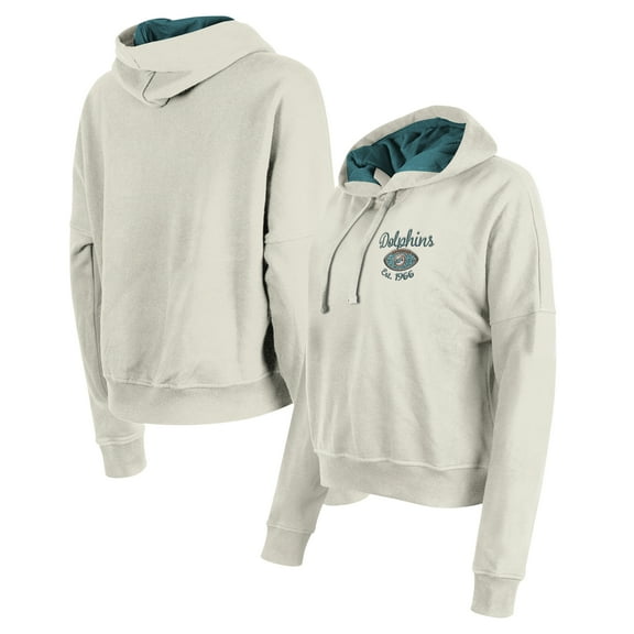 Women's New Era Cream Miami Dolphins 3rd Down Historic Pullover Hoodie
