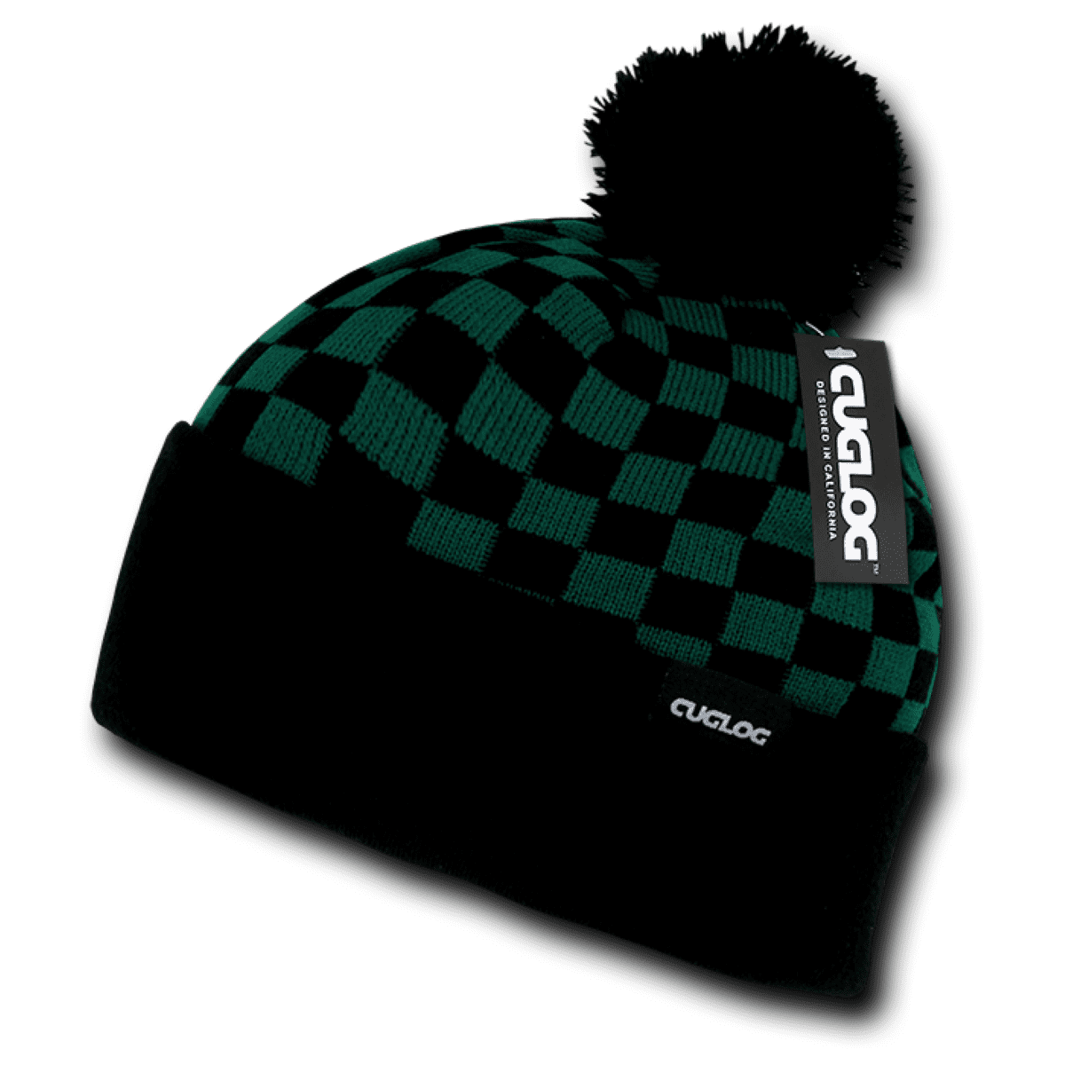 CUGLOG Checkered Pattern Pom Pom Beanie 