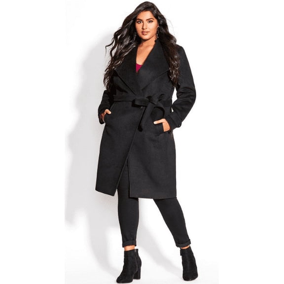 CITY CHIC Women's Plus Size Black So Sleek Coat, M/18